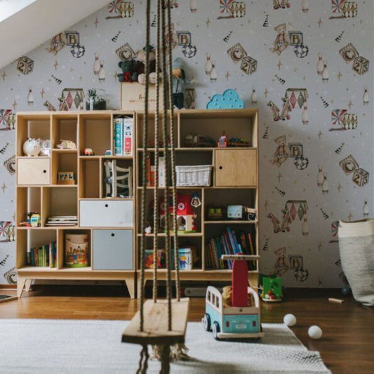 TEDDY Bears and Toys Gray Wallpaper 100x280CM