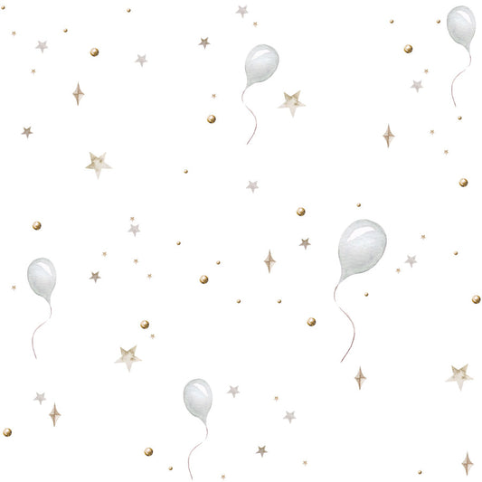 BALLOONS Delicate White Wallpaper 100x280CM