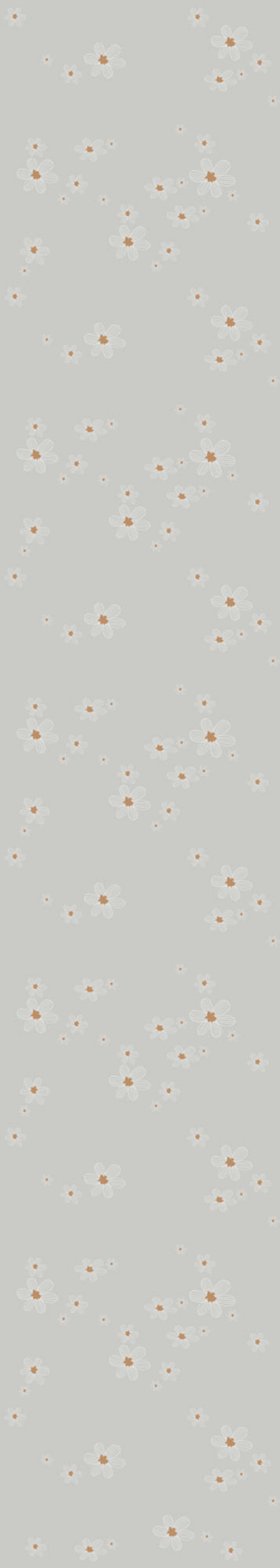 Graphic Flowers On Grey Background Wallpaper 50x280CM