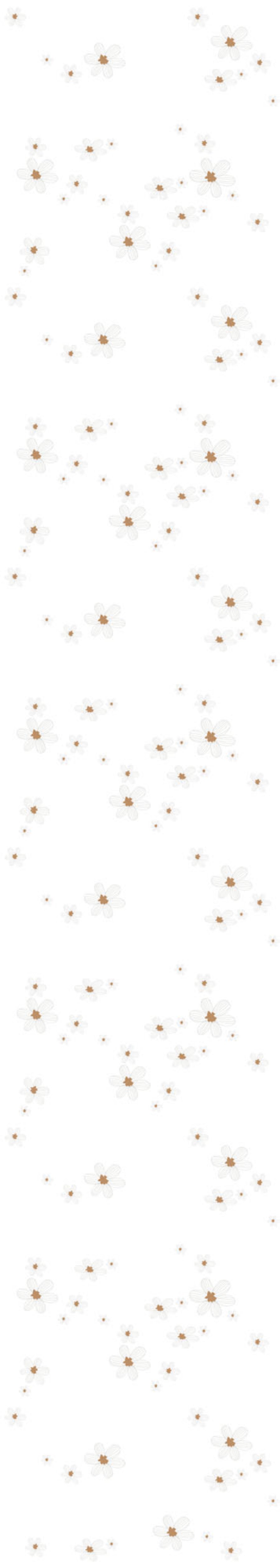 Graphic Flowers On White Background Wallpaper 50x280CM
