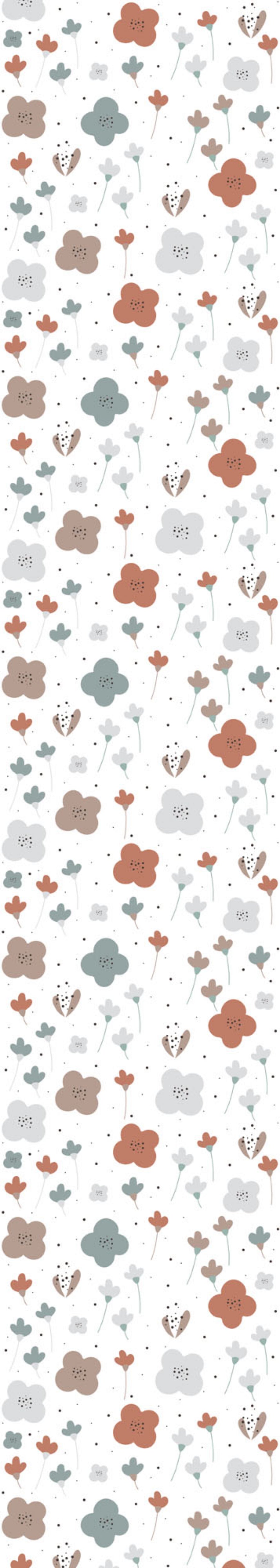 Oldschood Graphic Flower Pattern On White Wallpaper 50x280CM