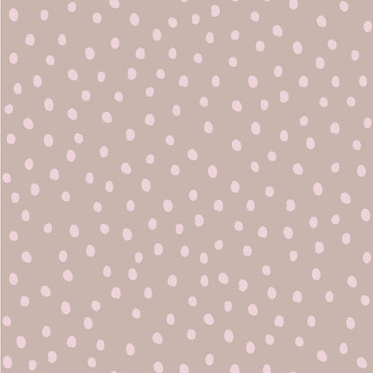 Unregelmäßige Tapete mit puderrosa Punkten auf Cappuccino, 50 x 280 cm