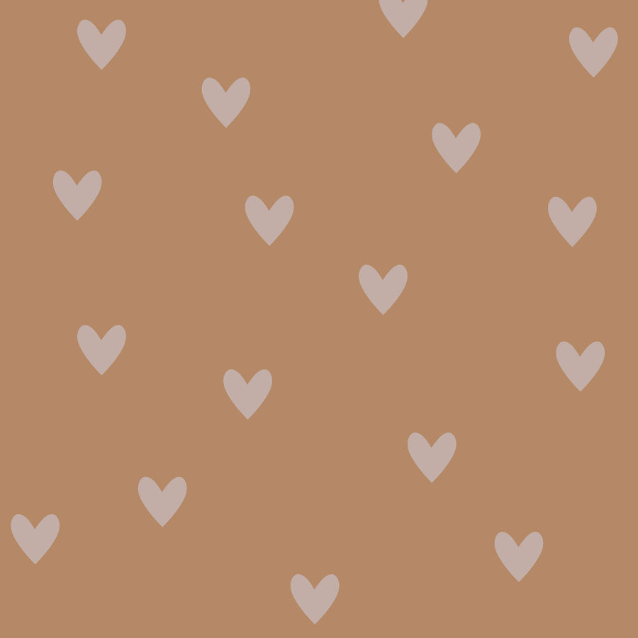 Pink Hearts On Cinnamon Wallpaper 50x280CM