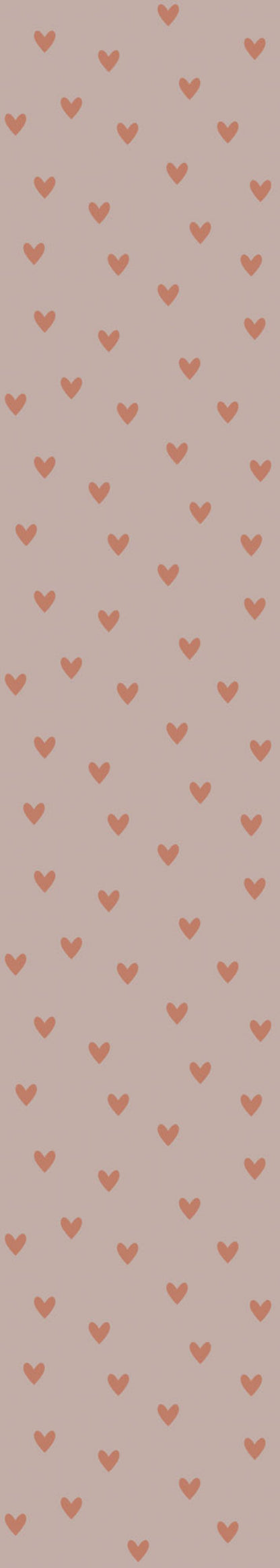 Tapete mit rosa Herzen auf rotem Backstein, 50 x 280 cm