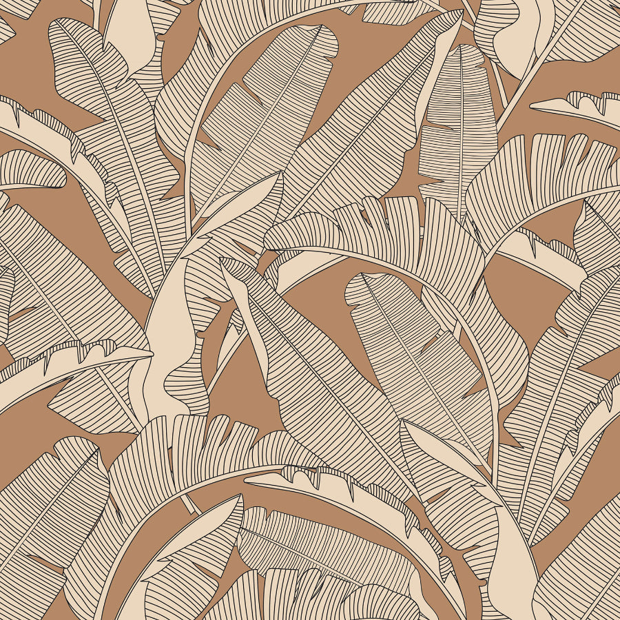 PALM LEAVES Ivory Cinnamon Wallpaper 100x280CM