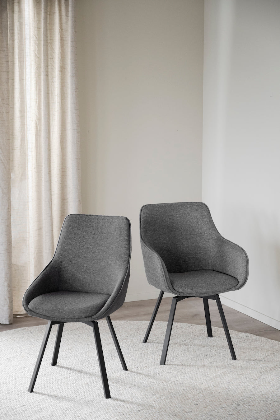 ALISON Swivel Grey Set of 2 Armchairs