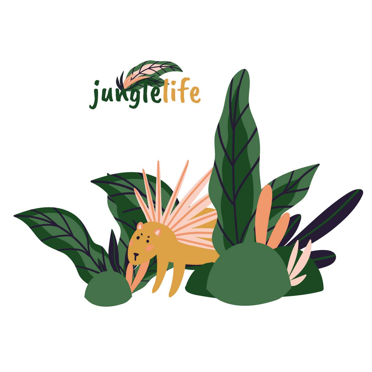 Jungle Life Porcupine Sticker - 100 x 75 cm