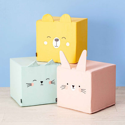 Rainbow Rabbit cube pouf - 40x40 - pink