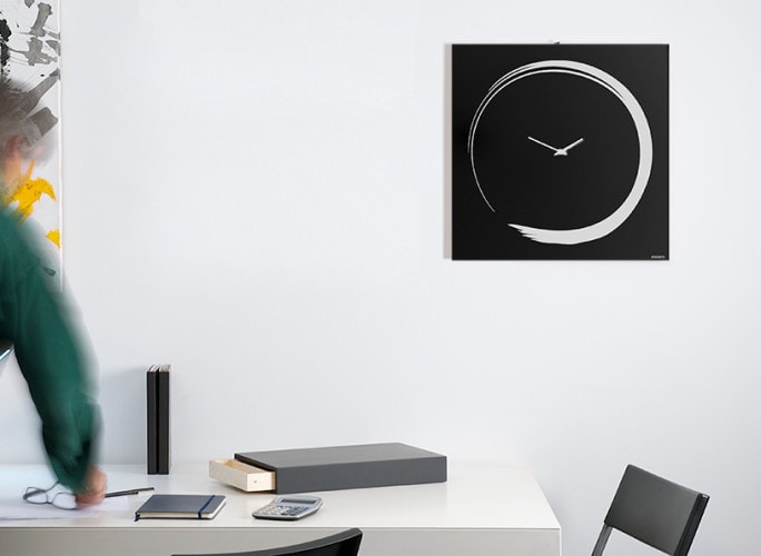 S-ENSO Wall Clock, Black, 50 CM, dESIGNoBJECT- D40Studio