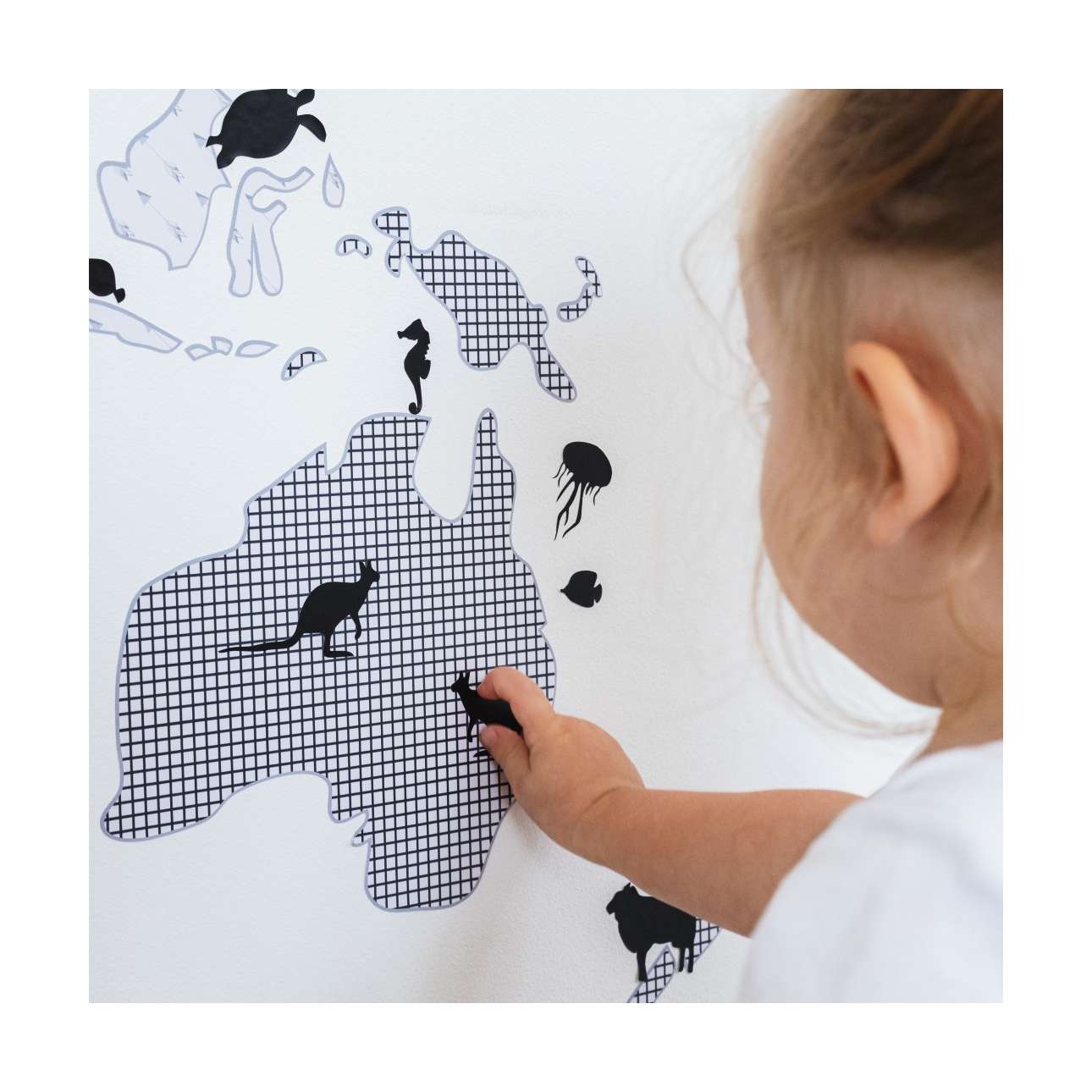 World Map Black Sticker - 155x88 cm