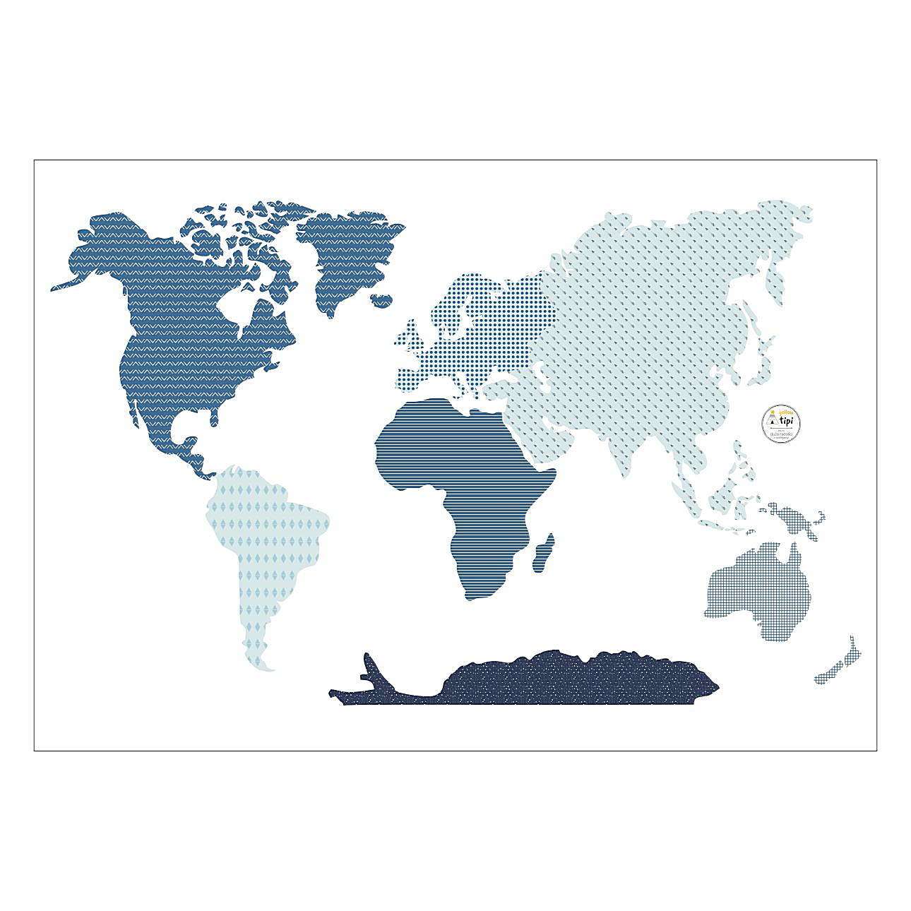 World Map Blue Sticker - 155x88CM